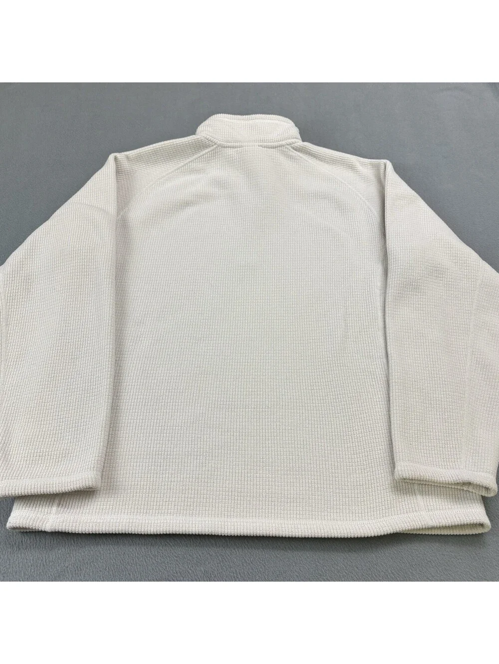 The North Face 1/4 Zip Waffle Knit Fleece Pullover Size Large White Ivory